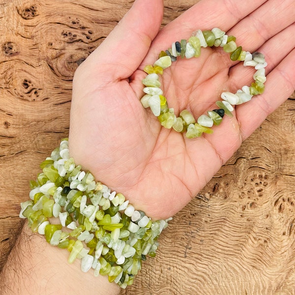 Pulsera serpentina con chips de piedras preciosas - Pulseras elásticas de cristales naturales - Pulseras con chips - Chip de cristal curativo de chakras - Lotes a granel