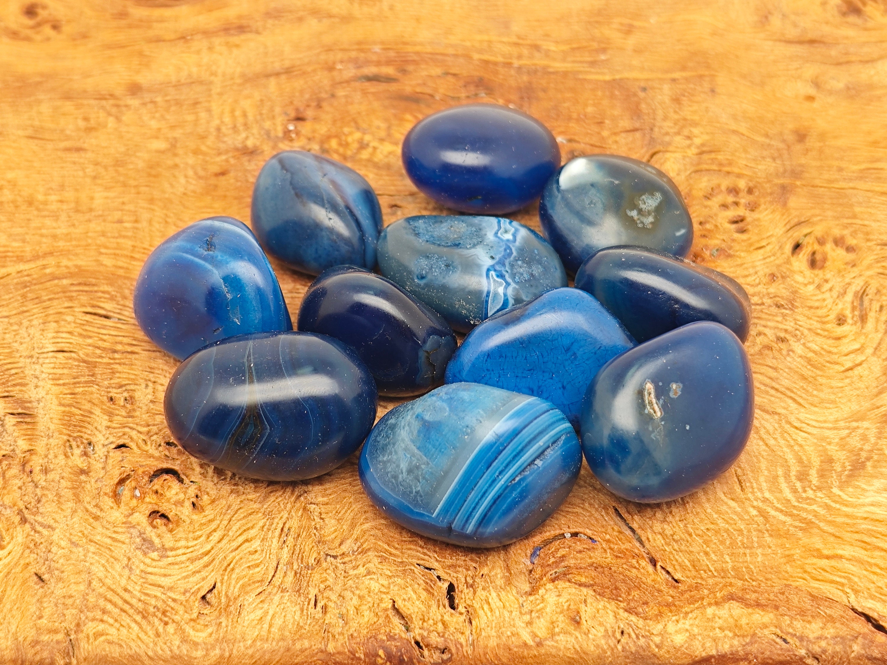 Blue Sardonyx Tumbled Stone - Polished Blue Onyx - Throat Chakras