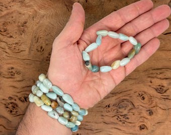 Natural Caribbean Calcite Tumbled  Bracelet Gemstone - Crystals Stretchy Bracelets - Crystal Jewelry - Energy Healing - Handmade Jewelry