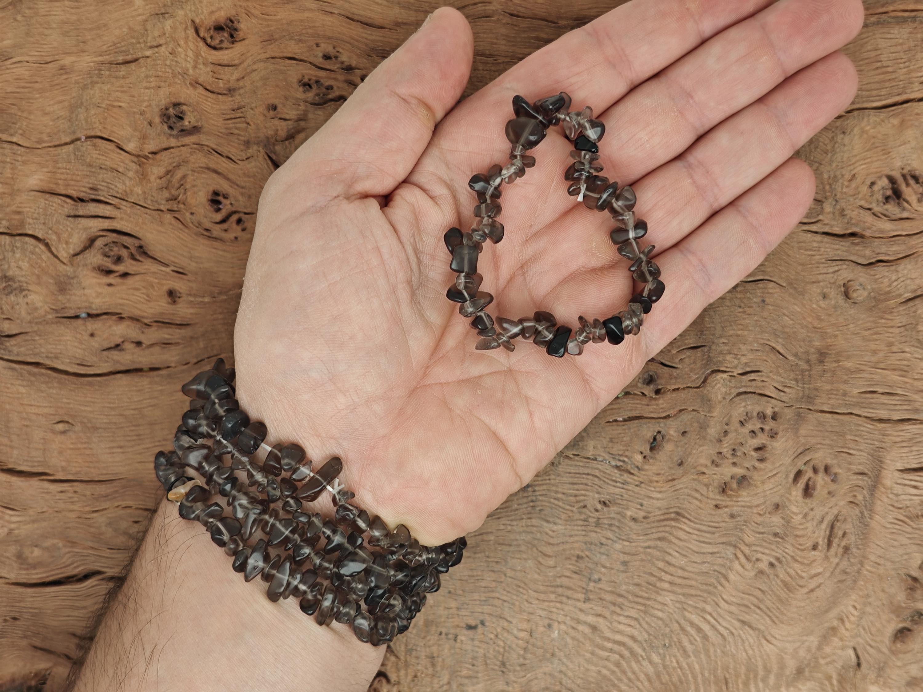 Smoky Quartz Bracelet Gemstone Chips - Natural Crystals Stretchy 