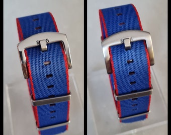 SeaMaster Exceptional 20mm 22mm Watch Strap Buckle Military Ballistic S M Nylon Watch Band James Bond 007 Style Imperial Blue & Red Edge