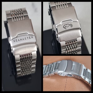 20mm Beads Of Rice SEAMASTER Strap Quality Solid 316L Stainless Steel Brushed Bracelet Quick Release Spring Bars SeaHorse Bracelet XXL