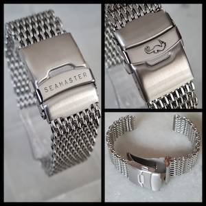 18 20mm 22 Super Shark Mesh Watch Bracelet SEAMASTER Strap Deployment Clasp 316l SS Seamaster Watch Bracelet James Bond No Time To Die Style