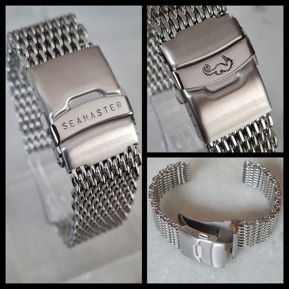 18 20mm 22 Super Shark Mesh Watch Bracelet SEAMASTER Strap Deployment Clasp 316l SS Seamaster Watch Bracelet James Bond No Time to Die Style Etsy