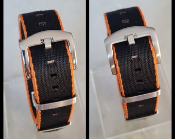 SeaMaster Exceptional 20mm 22mm Watch Strap Buckle Military Ballistic S M Nylon Watch Band James Bond 007 Style Carbon Black Orange Edge