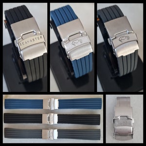 SEAMASTER 18 20mm 22 Soft Silicone Watch Band 18 20 22 SEAMASTER Strap Sport Rubber Stripe Deployment Clasp Grey Black Blue Personalised