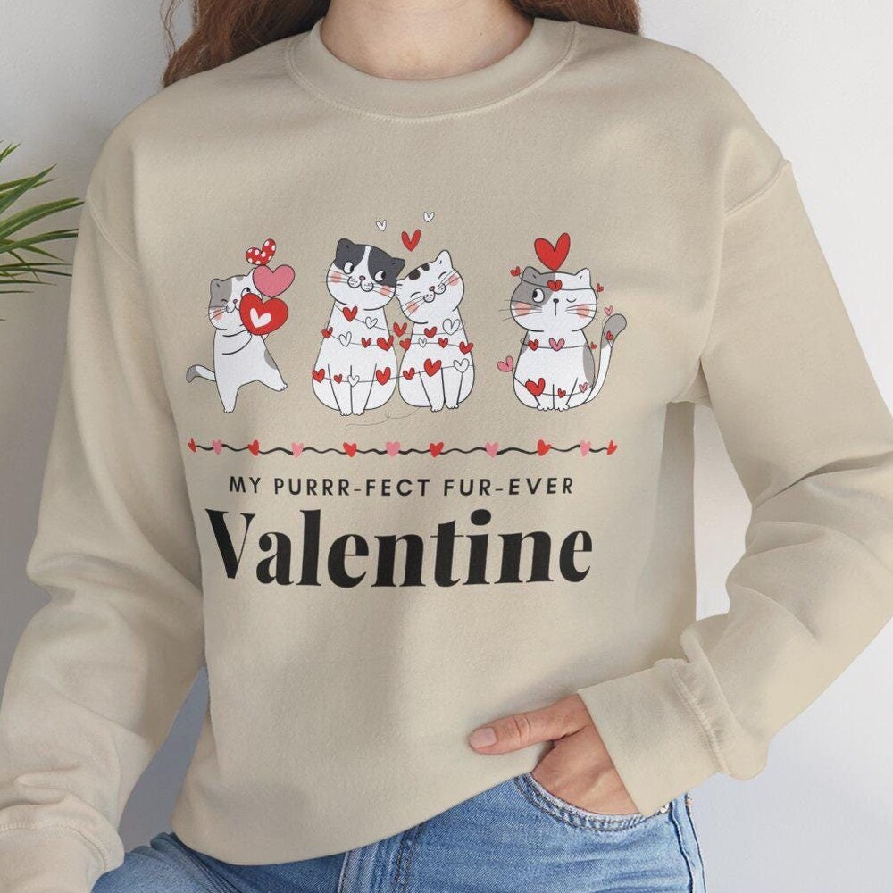 Cat Sweatshirt Unisex Sweatshirt Valentine Sweatshirt Love Sweatshirt Cat Dad Crewneck Sweatshirt Cat Mom Sweatshirt Valentines Sweatshirt Printfushion
