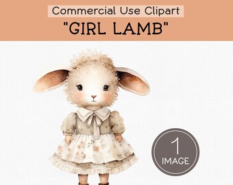 Cute Sheep Clipart, Watercolor Lamb Illustration, Nursery Animal Art, Printable Baby Sheep Graphic, Farmyard Animal Download, Scrapbooking