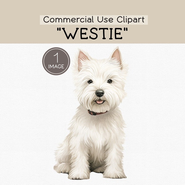 Adorable Westie Dog Clipart, Cute White Terrier Download, Pet Illustration, Digital Art, Graphic Design, Commercial Use, Printable Image