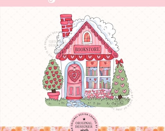 Valentines Book Lover PNG, Cozy Bookstore Clipart, Romantic Reading Design, Bookish Valentine Shirt PNG, Digital Download
