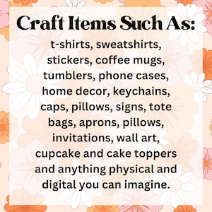 a poster with a quote about craft items such as t - shirts, sweatshi