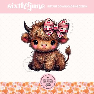 Highland Cow Png, Coquette Highland Cow Design, Western Png, Cow Bundle, Highland Cow Art, Cute Cow Png, Cow Design, Western Sublimation