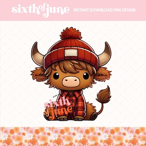 Cute Highland Cow Png, Adorable Cow Printable Design, Western Highland Cow Clipart, Highland Cow Sublimation Design, Trending png, pod, dtf
