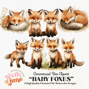 Aquarel vos clipart, schattige vos illustraties, bos dierenafbeeldingen, digitale download, scrapbooking, uitnodigingen, commercieel gebruik