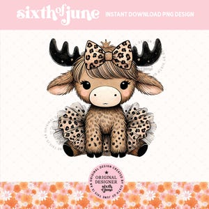 Niedliches Leopard Print Elch Clipart Png Design, Waldtier Elch-Liebhaber Grafiken, Kinder Kleinkind Shirt, Einkaufstasche, Sublimationsdesign, DTF