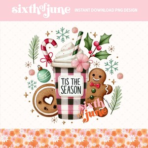 Tis The Season PNG, projekt sublimacji, sztuka ciasteczek z piernika z gorącym kakao na Boże Narodzenie, wydruk świąteczny, świąteczne cliparty do rękodzieła, trendy