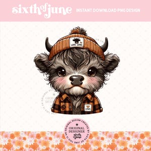 Cute Highland Cow Png, Trendy Highland Cow Design, Cow Clipart, Western Png, Cow Bundle Png, Highland Cow Art, Western Sublimation, DTF, POD