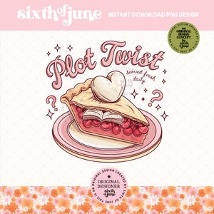 Reviravolta na trama PNG, clipart de torta de cereja, design digital literário, ilustração de sobremesa retrô, arte de adesivo de mistério aconchegante, rabisco de procriação em tons pastéis