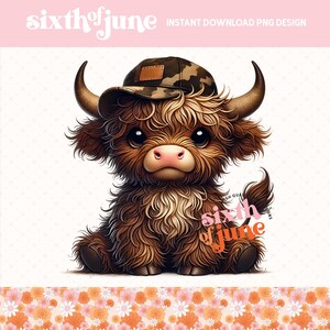 Clipart adorável de vaca das Terras Altas, PNG de vaca rústica fofa das Terras Altas, Gráfico digital de vaca, Ilustração moderna de vaca das Terras Altas, PNG ocidental, POD, Caneca