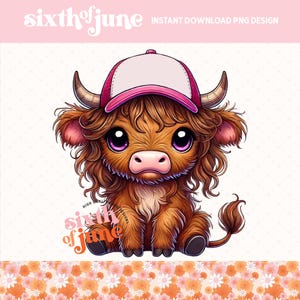 Cute Highland Cow PNG, Highland Cow Sublimation Design, Adorable Highland Cow Illustration, Highland Cow Art Print Trending png, pod, dtf