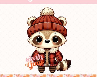 Adorable Raccoon Clipart for Kids and Moms, Trendy Raccoon Sublimation Artwork Perfect for Gifts and Apparel, Digital PNG Design, Mug, POD