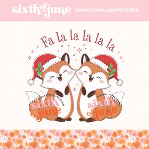 Renards de Noël chantant, Renard Fa La La La, Design PNG par sublimation, Renards des Fêtes, Bonnet de Noel Renard roux, Animaux de l'hiver, Tendances