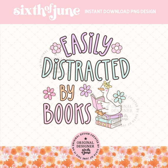 Easily Distracted By Books Png, Silly Goose Bookish Png, Trendy Goose Reading Png, Book ish Nerd Png, Funny Goose Book Lover Design Png, DTF