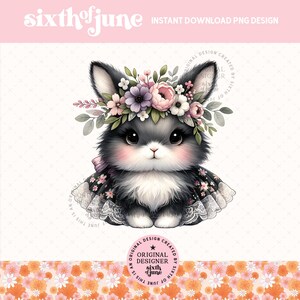 Lapin printanier mignon png, sublimation de lapin, clipart lapin tendance, conception de t-shirt lapin pour filles, cadeau pour amoureux des lapins, conception d'invitation, POD