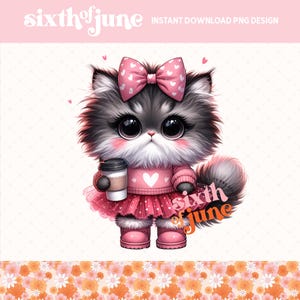 Lindo gato para San Valentín PNG, dulce clipart de gato para San Valentín, adorable ilustración de gato para San Valentín, descarga instantánea, PNG de moda