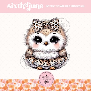 Mignon imprimé léopard hibou Clipart Png Design, graphismes amoureux des animaux de la forêt, chemise enfant en bas âge, sac fourre-tout, conception par sublimation, DTF
