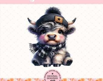 Cute Highland Cow Png, Highland Cow Design, Cow Sublimation, Western Png, Cute PNG Cow, Trending Highland Cow Art, Western Sublimation, POD