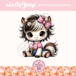 Niedliches Sommer Eis Pony Png Sublimationsdesign, Pferdeliebhaber Clipart, wunderliche Pony Grafiken, Sommer Vibes Png, Kinderzimmer Tiere Aufkleber