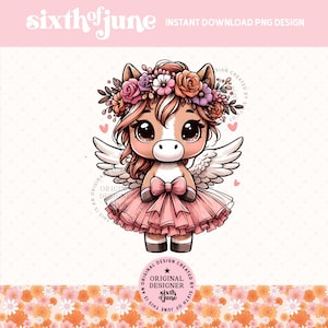 Mignon ange cheval sublimation Png Design, tendance adorable bébé cheval tutu Clipart, dessins pour amoureux des chevaux, pays fille ferme PNG, POD