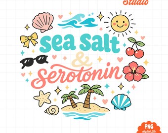 Sea Salt and Serotonin Shirt, Beach Summer Graphic Tee, Coastal Cowgirl Shirt, Cute Vacation Tee, Retro Beach Shirt Gift