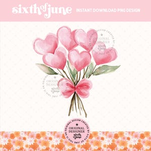 Boeket aquarel coquette harten png, trendy valentijn png, Valentijnsdag png, XOXO png, valentijn png-ontwerpen, coquette valentine png
