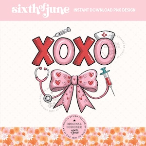 XOXO verpleegster Valentijnsdag stethoscoop png, trendy coquette verpleegkundige valentijn, hartstethoscoop png, valentijnskaart png, medisch png, verpleegkundige png