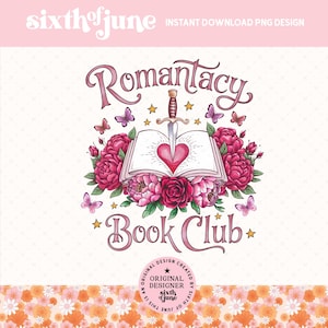 Romantasy Book club png, Cute Trendy Bookish Artsy fantasy book Clipart, reading png, romance book png, Book Lover Sublimation Design, POD