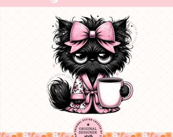 Grumpy Cat Coffee png, Funny Antisocial Cat png, Relatable Tired Mood png, Cute Coquette Cat Design, Moody Cat Aesthetic