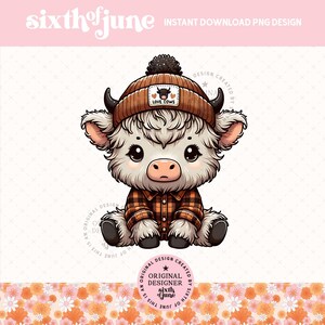 Cute Highland Cow Png, Trendy Highland Cow Design, Cow Clipart, Western Png, Cow Bundle Png, Highland Cow Art, Western Sublimation, DTF, POD