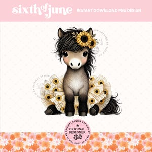 Niedliches Sonnenblumen-Tutu-Pferd Png, Bauernhof-Tierfrühlings-Dekor-Sublimationsdesign, Sommer-Pferd Png, Blumenpferd Png, niedliches Girly T-Shirt Design