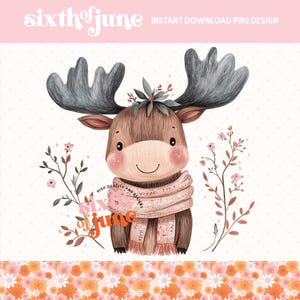 Schattig elandsublimatieontwerp, bosdier png, schattig bosdier, wintersjaal illustratie, rustieke kunstprint, trending png, POD