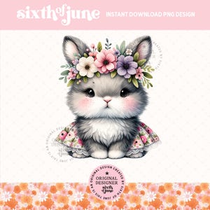Lapin printanier mignon png, sublimation de lapin, clipart lapin tendance, conception de t-shirt lapin pour filles, cadeau pour amoureux des lapins, conception d'invitation, POD