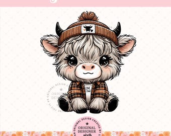 Cute Highland Cow Png, Trendy Highland Cow Design, Cow Clipart, Western Png, Cow Bundle Png, Highland Cow Art, Western Sublimation, DTF, POD