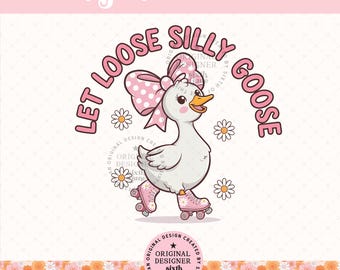 Lass los, Dumme Gans PNG, süßes Gans Zitat, kokettes Bogen Gänse Design, lustige Girly Gans PNG, trendiges süßes Tier PNG