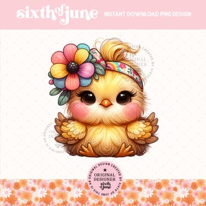 Cute Easter Baby Chick Clipart Png Design, Floral Print Bow, Farm Animal Chicken Lover Graphics, Kids Toddler Shirt, Sublimation Design, DTF