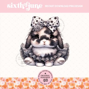 Lapin printanier mignon png, sublimation de lapin, clipart lapin tendance, conception de t-shirt lapin pour filles, cadeau pour amoureux des lapins, conception d'invitation, POD