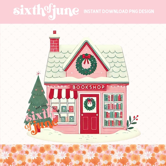 Seasonal Bookshop Clipart, Cozy Holiday Book Lover PNG, Christmas Reading PNG, Christmas Bookworm PNG, Festive Winter Reading Clip Art