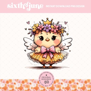 Mignon ange poulet sublimation Png Design, tendance adorable bébé poulet tutu Clipart, dessins d'amant de poulet, pays fille ferme PNG, POD