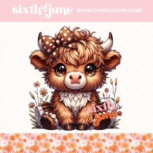 Highland Cow Png, Coquette Highland Cow Design, Western Png, Cow Bundle, Highland Cow Art, Cute Cow Png, Cow Design, Western Sublimation