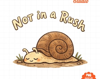 Not in a Rush Snail Clipart PNG, Cute Snail Watercolor Design, Slow Living Digital Download, Cottagecore Animal Art